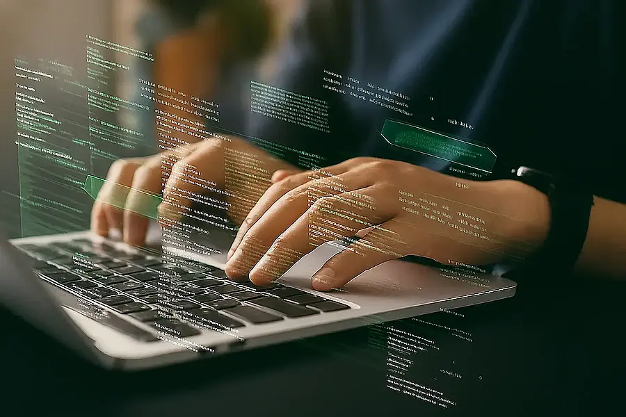 SEO nowej strony internetowej – co zrobić przed publikacją i po uruchomieniu? Programista piszący kod na laptopie